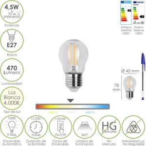 Maurer E27 LED-Lampe - 4000K Neutrales Tageslicht - 4,5W 470lm Maurer E27 LED-Lampe - 4000K Neutrales Tageslicht - 4,5W 470lm