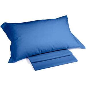 Caleffi - Juego de ropa de cama de algodón de color sólido - Azul Caleffi - Juego de ropa de cama de algodón de color sólido - Azul
