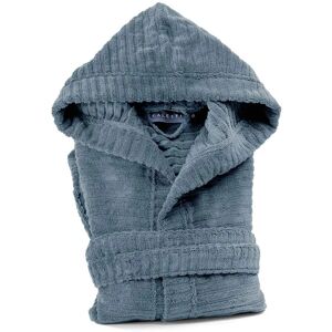 Caleffi Blue Hooded Cotton Bathrobe - Bathrobe Caleffi Blue Hooded Cotton Bathrobe - Bathrobe