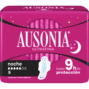 Serviettes hygiéniques de nuit Ausonia avec ailes - 9 pièces Serviettes hygiéniques de nuit Ausonia avec ailes - 9 pièces