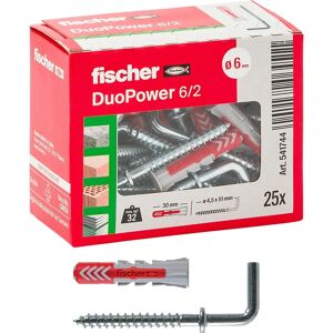 Fischer Duopower 6/2 Nylon Wall Plug with Medium Hook - Wall Plug Fischer Duopower 6/2 Nylon Wall Plug with Medium Hook - Wall Plug