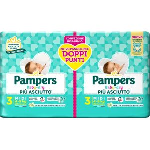 Pampers Baby Dry Midi - Pannolini traspiranti 4-9kg - 40 pezzi Pampers Baby Dry Midi - Pannolini traspiranti 4-9kg - 40 pezzi