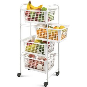 Chariot de cuisine Metaltex avec 4 paniers - Blanc - 38x30x83cm Chariot de cuisine Metaltex avec 4 paniers - Blanc - 38x30x83cm