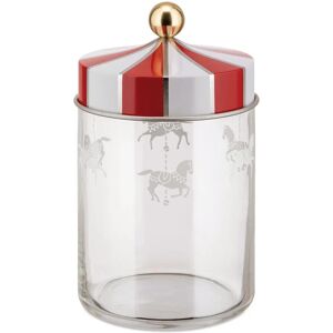 Alessi MW30/100 Circus Pot - Zeefdrukglas met tinnen deksel Alessi MW30/100 Circus Pot - Zeefdrukglas met tinnen deksel