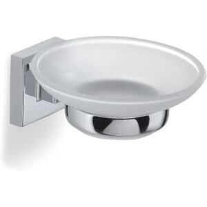 Jabonera de pared Olimpo en cromo de acero inoxidable y cristal satinado Jabonera de pared Olimpo en cromo de acero inoxidable y cristal satinado