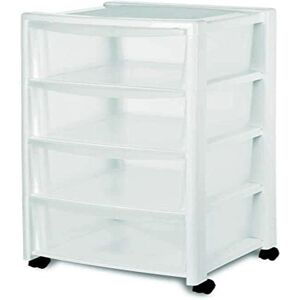 Stefanplast Gabinete Blanco - 4 Cajones, Ruedas Giratorias - Almacenamiento Stefanplast Gabinete Blanco - 4 Cajones, Ruedas Giratorias - Almacenamiento