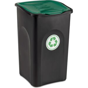 Stefanplast 70651 Trash Can - 50 L Square Black & Green Stefanplast 70651 Trash Can - 50 L Square Black & Green