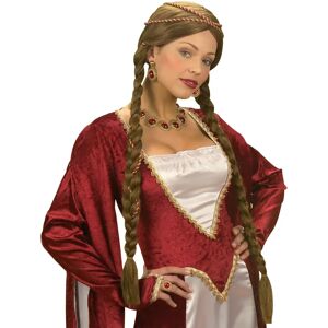 Peruca medieval renascentista marrón con trenzas - peluca Peruca medieval renascentista marrón con trenzas - peluca