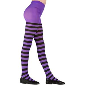 Widmann Paarse en Zwarte Gestreepte Panty voor Kinderen - Halloween Accessoire Widmann Paarse en Zwarte Gestreepte Panty voor Kinderen - Halloween Accessoire