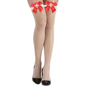 Widmann 01286 - Meias de rede com laço de cetim vermelho - Meias Widmann 01286 - Meias de rede com laço de cetim vermelho - Meias