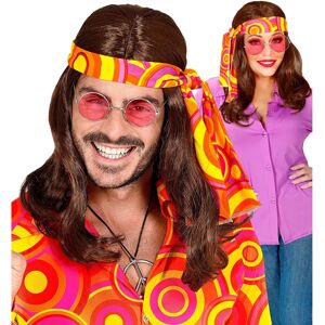 Unisex Model Hippie Bruine Disco Pruik - Disco Pruik Unisex Model Hippie Bruine Disco Pruik - Disco Pruik