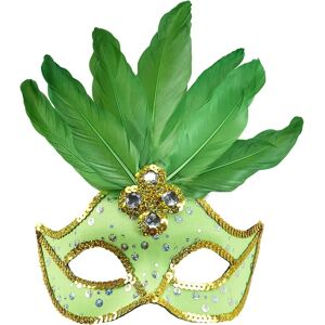 Widmann Green Wolf Feather Mask - Carnival Costume Accessory Widmann Green Wolf Feather Mask - Carnival Costume Accessory