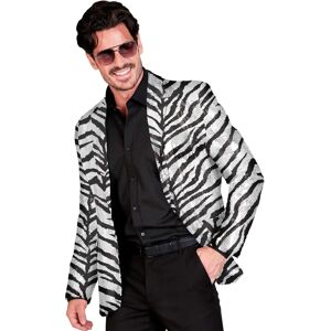 Zilveren zebra dierenprint jas - Feestoutfit voor mannen Zilveren zebra dierenprint jas - Feestoutfit voor mannen