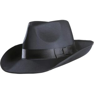 Chapéu de gangster de cetim preto Widmann - Acessório unissex Chapéu de gangster de cetim preto Widmann - Acessório unissex