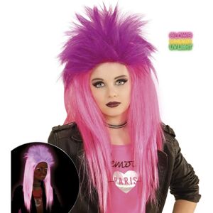 Peluca UV Punk Rosa / Púrpura de Widmann - Fiesta Blacklight Peluca UV Punk Rosa / Púrpura de Widmann - Fiesta Blacklight