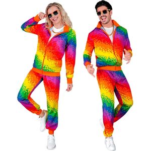 Rainbow Pixel 70s Adult Tracksuit Costume Rainbow Pixel 70s Adult Tracksuit Costume