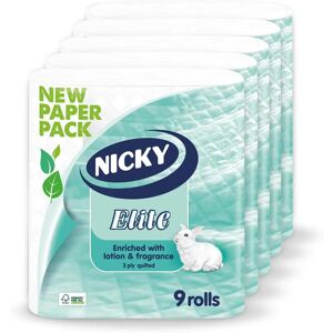Nicky Elite White Toilet Rolls 9 Pack - PACK (5) - Toilet Rolls Nicky Elite White Toilet Rolls 9 Pack - PACK (5) - Toilet Rolls