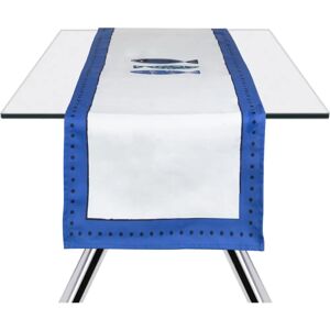 Excelsa Ocean Table Runner - 45x140cm - Cotton, White & Blue Excelsa Ocean Table Runner - 45x140cm - Cotton, White & Blue