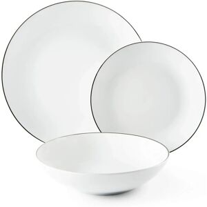Excelsa Platinum Dinnerware Set - 18 Pieces for 6 - White with Silver Edge Excelsa Platinum Dinnerware Set - 18 Pieces for 6 - White with Silver Edge
