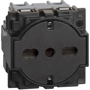 Bticino Power Outlet - 2 Modules, German/Italian Standard, 10/16A, Black Bticino Power Outlet - 2 Modules, German/Italian Standard, 10/16A, Black