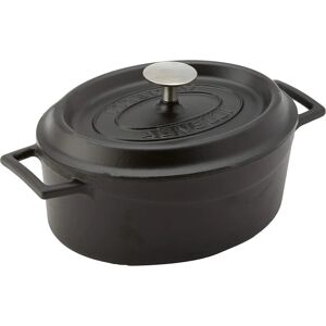 Agnelli Cast Iron Oval Cocotte - 25x20cm - Black - Slow Cooking Pot Agnelli Cast Iron Oval Cocotte - 25x20cm - Black - Slow Cooking Pot