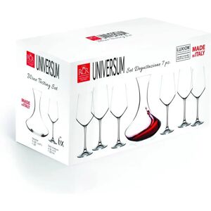 Ensemble de 6 verres à vin et decanteur Universum - Cristalerie RCR - Publicité Ensemble de 6 verres à vin et decanteur Universum - Cristalerie RCR - Publicité