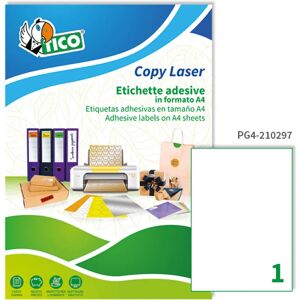 Tico White Glossy Labels 210x297 mm - 210x297 mm - 100 sheets Tico White Glossy Labels 210x297 mm - 210x297 mm - 100 sheets