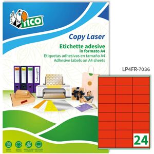 Tico LP4FR-7036 Self-adhesive Labels - Rectangle, Red - 1680 pcs Tico LP4FR-7036 Self-adhesive Labels - Rectangle, Red - 1680 pcs