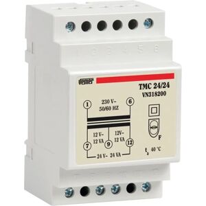 Trasformatore VEMER VN318200 - 3 Moduli DIN - 24VA - 12/24V - Grigio Trasformatore VEMER VN318200 - 3 Moduli DIN - 24VA - 12/24V - Grigio