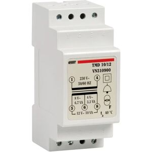 VEMER VN310900 Transformator - Montering på DIN-skena - 230V primär - Vit VEMER VN310900 Transformator - Montering på DIN-skena - 230V primär - Vit