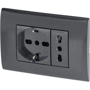 POLY POOL - Presa Frutto + presa bivalente e Schuko - Placca elettrica POLY POOL - Presa Frutto + presa bivalente e Schuko - Placca elettrica