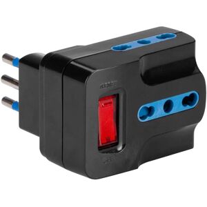POLY POOL - Kleine stekkeradapter 10A 2P+T - 3 dubbele stopcontacten - Zwart POLY POOL - Kleine stekkeradapter 10A 2P+T - 3 dubbele stopcontacten - Zwart