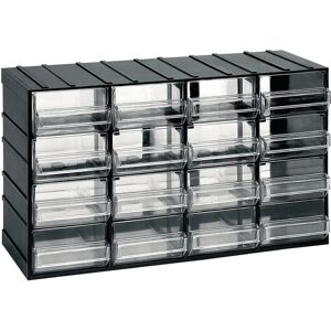 Fervi - Modulares Kunststoffaufbewahrungsschrank - 16 transparente Schubladen - Schwarz Fervi - Modulares Kunststoffaufbewahrungsschrank - 16 transparente Schubladen - Schwarz