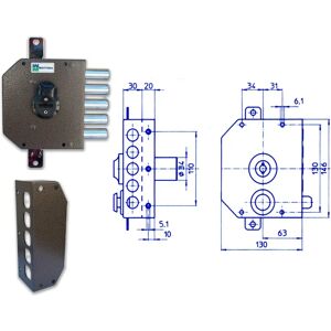 MOTTURA Modelo 20520 Cerradura triple - 4 pestillos, caja de acero MOTTURA Modelo 20520 Cerradura triple - 4 pestillos, caja de acero