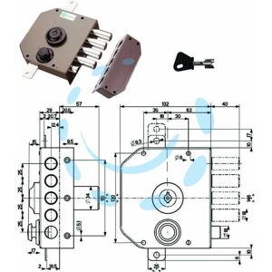 MOTTURA Serratura triplice - Doppia pompa - Chiave interna - Serratura porta MOTTURA Serratura triplice - Doppia pompa - Chiave interna - Serratura porta