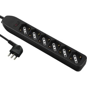 ELECTRALINE Listwa zasilająca 6 Gniazdka Wtyczka Mała 10A - Czarna ELECTRALINE Listwa zasilająca 6 Gniazdka Wtyczka Mała 10A - Czarna