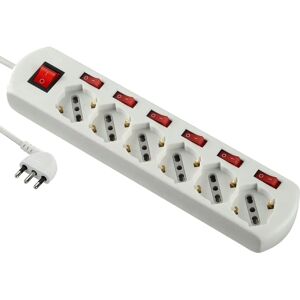 ELECTRALINE 62059 Przedłużacz z 6 Gniazdami Biały ELECTRALINE 62059 Przedłużacz z 6 Gniazdami Biały