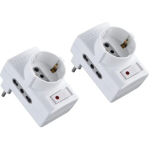 ELECTRALINE 92208 Platzsparender Power-Adapter-Set - 2 Bivalente Steckdosen, Schalter ELECTRALINE 92208 Platzsparender Power-Adapter-Set - 2 Bivalente Steckdosen, Schalter