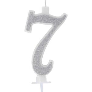Graziano - Candelina 7 Glitter Silver - Verjaardagskaars Graziano - Candelina 7 Glitter Silver - Verjaardagskaars