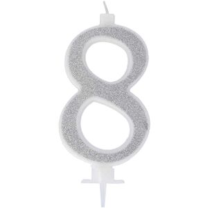 Graziano - Candelina 8 - Zilver glitter - 13 cm - Birthday candle Graziano - Candelina 8 - Zilver glitter - 13 cm - Birthday candle