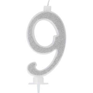 Graziano 9 Zilveren Glitter Verjaardagskaars - verjaardagskaars Graziano 9 Zilveren Glitter Verjaardagskaars - verjaardagskaars