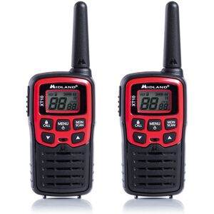 Midland XT10 Two-Way Radio - 16 Channels - Black, Red Midland XT10 Two-Way Radio - 16 Channels - Black, Red