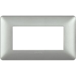 BTicino Modelo AM4804MSL Plateia de Parede Prateada 4 Módulos - Placa Elétrica BTicino Modelo AM4804MSL Plateia de Parede Prateada 4 Módulos - Placa Elétrica