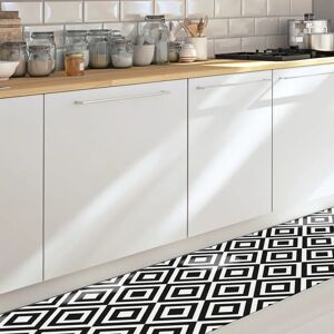 Tapis de Cuisine en Vinyle Noir & Blanc Crearreda - Antidérapant, Imperméable, Design Italien - Publicité Tapis de Cuisine en Vinyle Noir & Blanc Crearreda - Antidérapant, Imperméable, Design Italien - Publicité