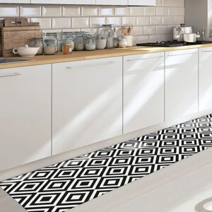 Tapis de Cuisine en Vinyle Noir & Blanc - Tapis de Cuisine - Publicité Tapis de Cuisine en Vinyle Noir & Blanc - Tapis de Cuisine - Publicité