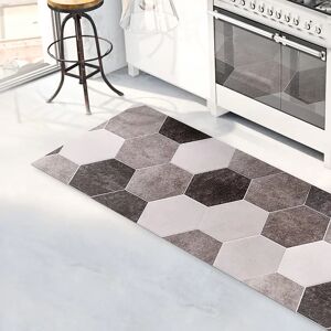 Dekoidea Gray Vinyl Rug - Esagoni - 120 x 50 cm Dekoidea Gray Vinyl Rug - Esagoni - 120 x 50 cm
