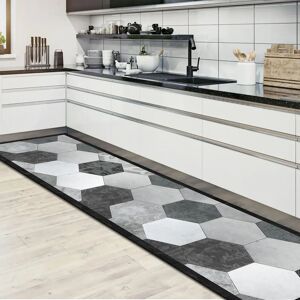 Crearreda Grijze Hexagon Vinyl Keukenmat - Keukenmat Crearreda Grijze Hexagon Vinyl Keukenmat - Keukenmat