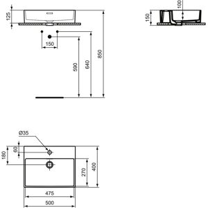 Ideal Standard T374101 Weiß Quadratisches Waschbecken - Waschbecken Ideal Standard T374101 Weiß Quadratisches Waschbecken - Waschbecken