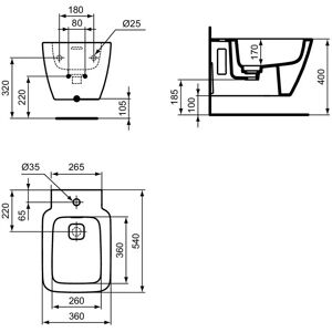 Ideal Standard T456801 Bidet - Rotund, Montat pe perete, Alb Ideal Standard T456801 Bidet - Rotund, Montat pe perete, Alb