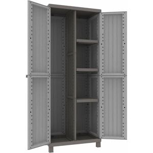 Armario de Exterior Gris Terry - 3 Estantes, Puertas con Cerradura - 68x39x170cm Armario de Exterior Gris Terry - 3 Estantes, Puertas con Cerradura - 68x39x170cm